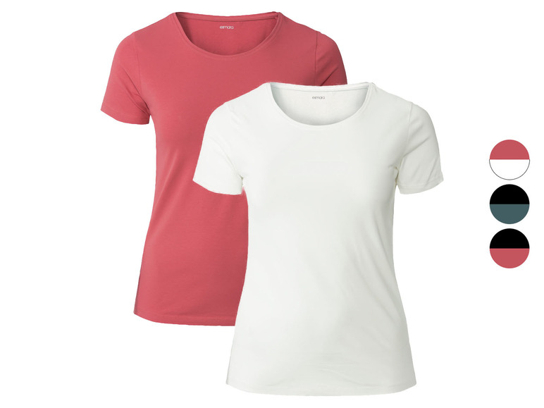 Ga naar volledige schermweergave: esmara® Dames T-shirts, 2 stuks, met hoog katoengehalte - afbeelding 1