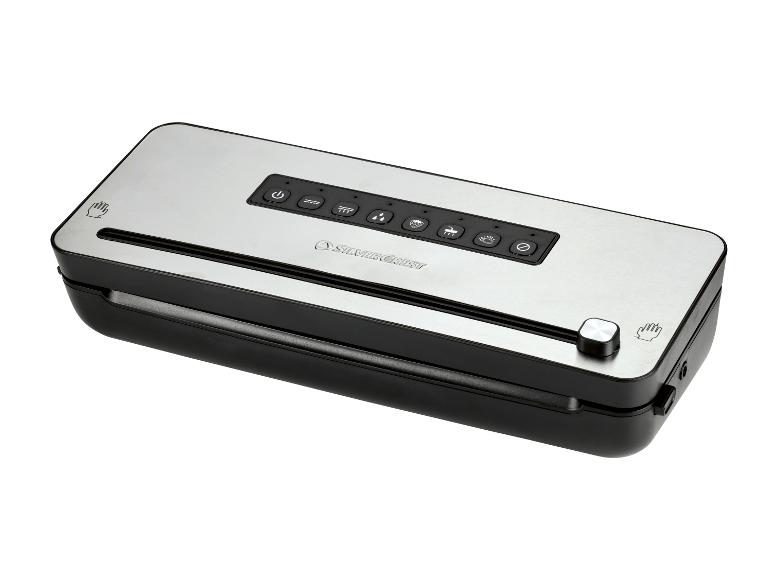 SilverCrest vacuümsealer, zwart en zilver, met knoppenbedieningspaneel