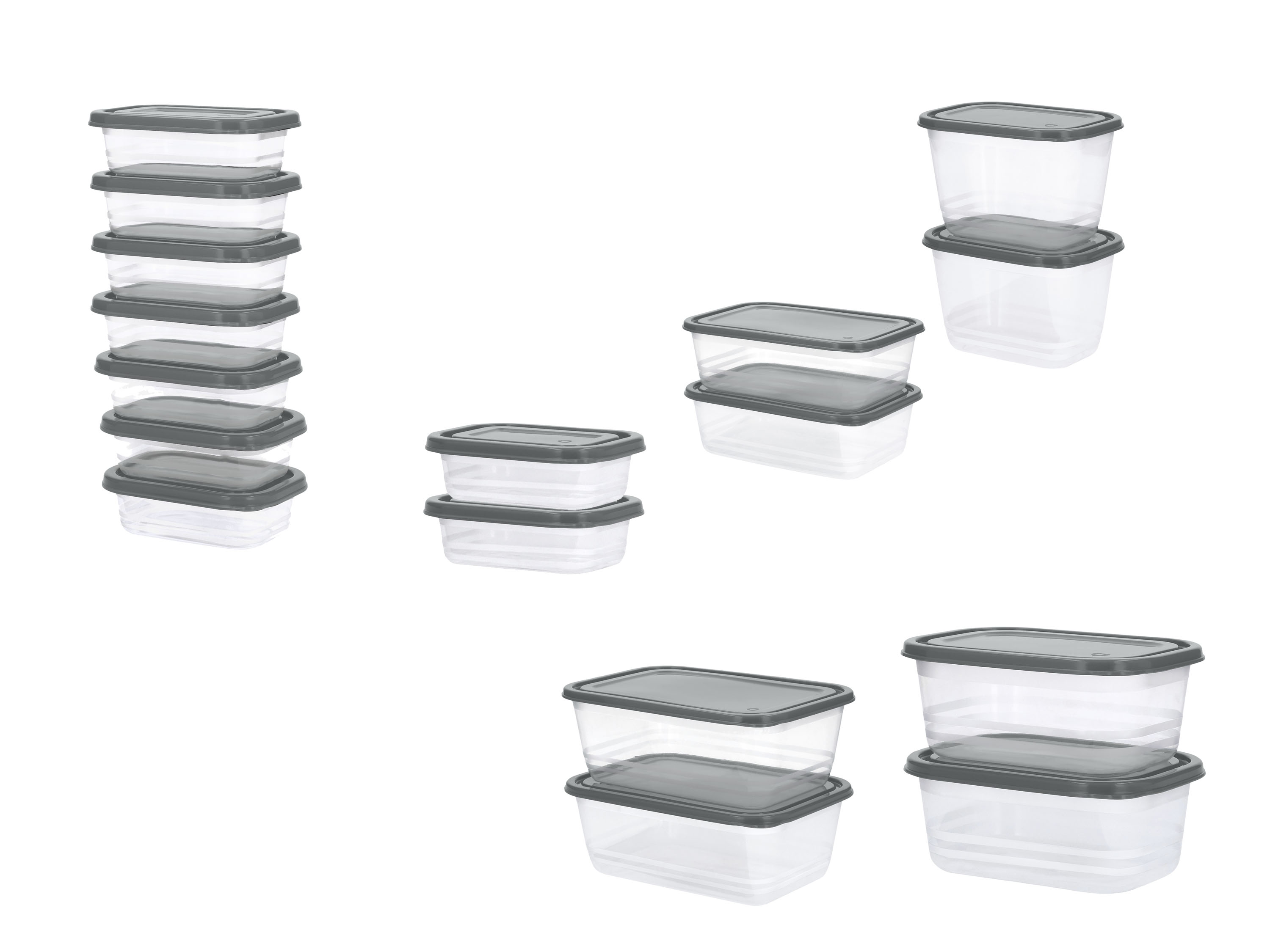 SILVERCREST Vershoudbakjes met deksel - 17-delig (Grijs)