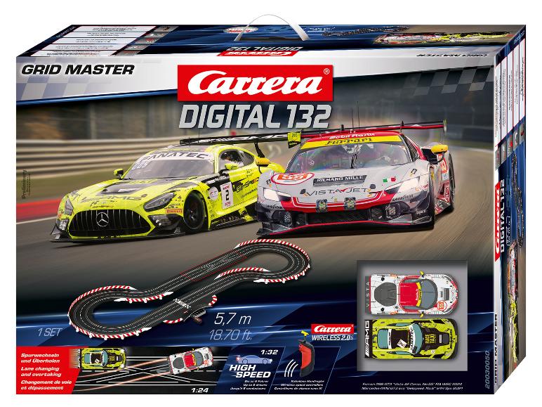 Carrera Digital 132 Grid Master racebaan met twee raceauto's.
