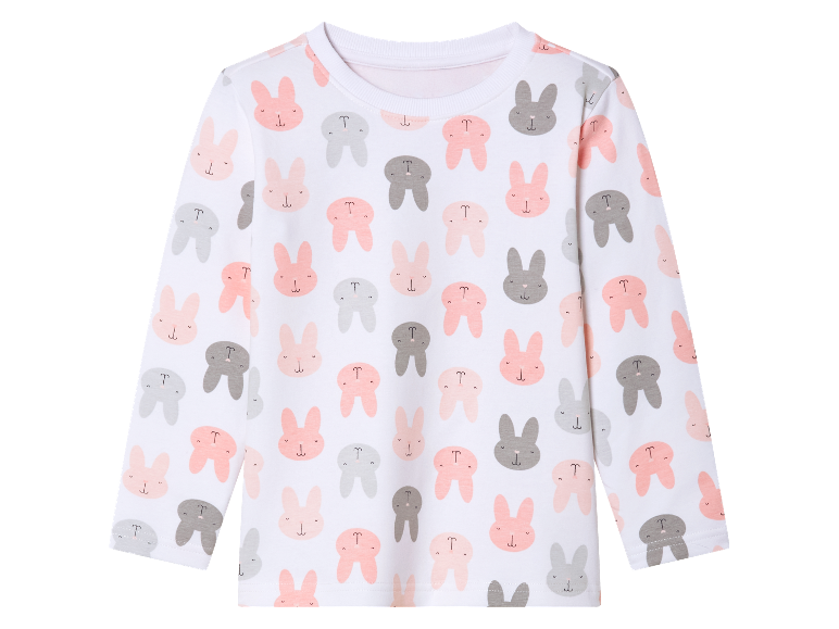 Witte baby-longsleeve met konijnenprint.