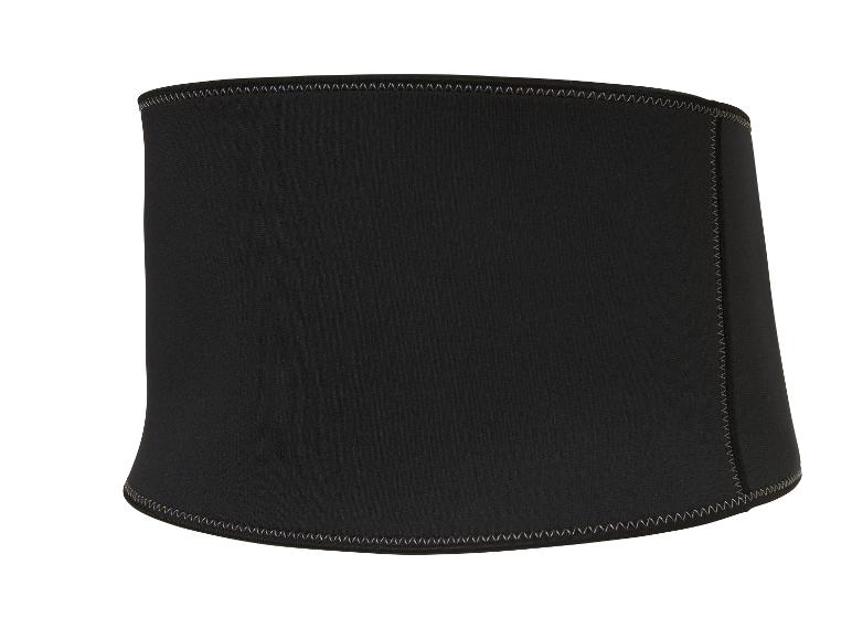 Zwarte neopreen tailleband met zichtbare stiksels voor sport.