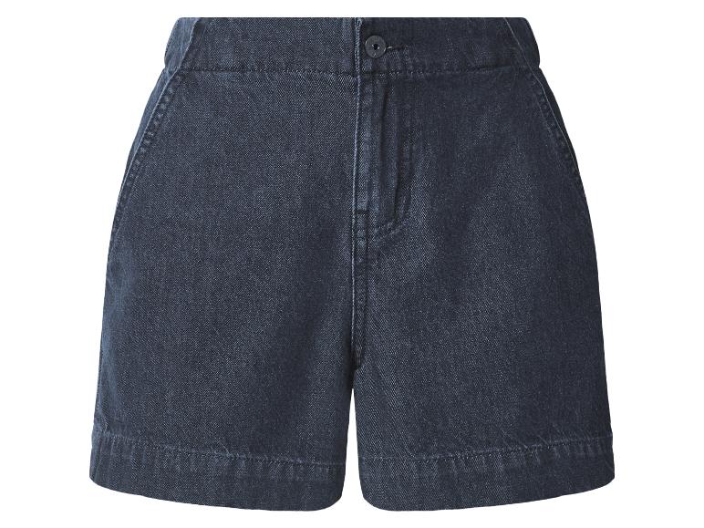 Donkere denim shorts voor dames met hoge taille en zakken.