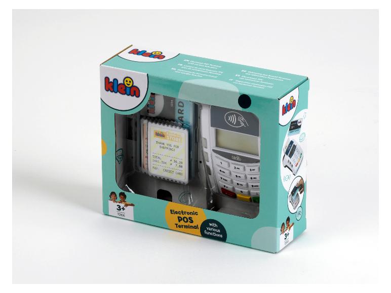 Elektronische Klein POS-terminal met diverse functies en accessoires.