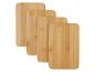 Vier houten snijplanken van bamboe.