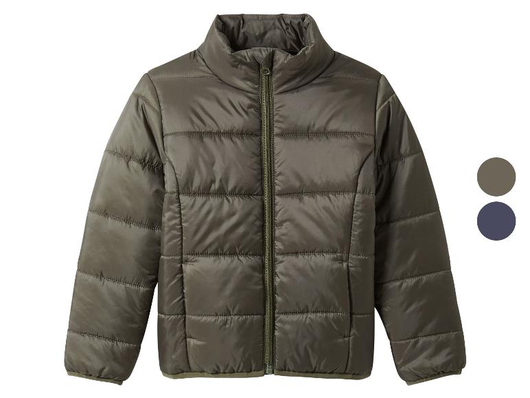 Olijfgroene kinder donsjas, ook verkrijgbaar in andere kleuren.