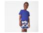 Donkerblauw t-shirt en shorts met print voor een jongen.