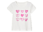 Wit kinder t-shirt met roze hartjes.