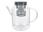 Een glazen theepot met een losse thee-infuser.