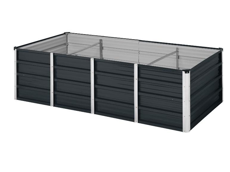 Rechthoekige metalen verhoogde moestuinbak in donkergrijs