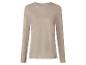 Beige dames T-shirt met lange mouwen en golvende randen