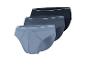 Verpakking van drie heren katoenen slips in blauwtinten