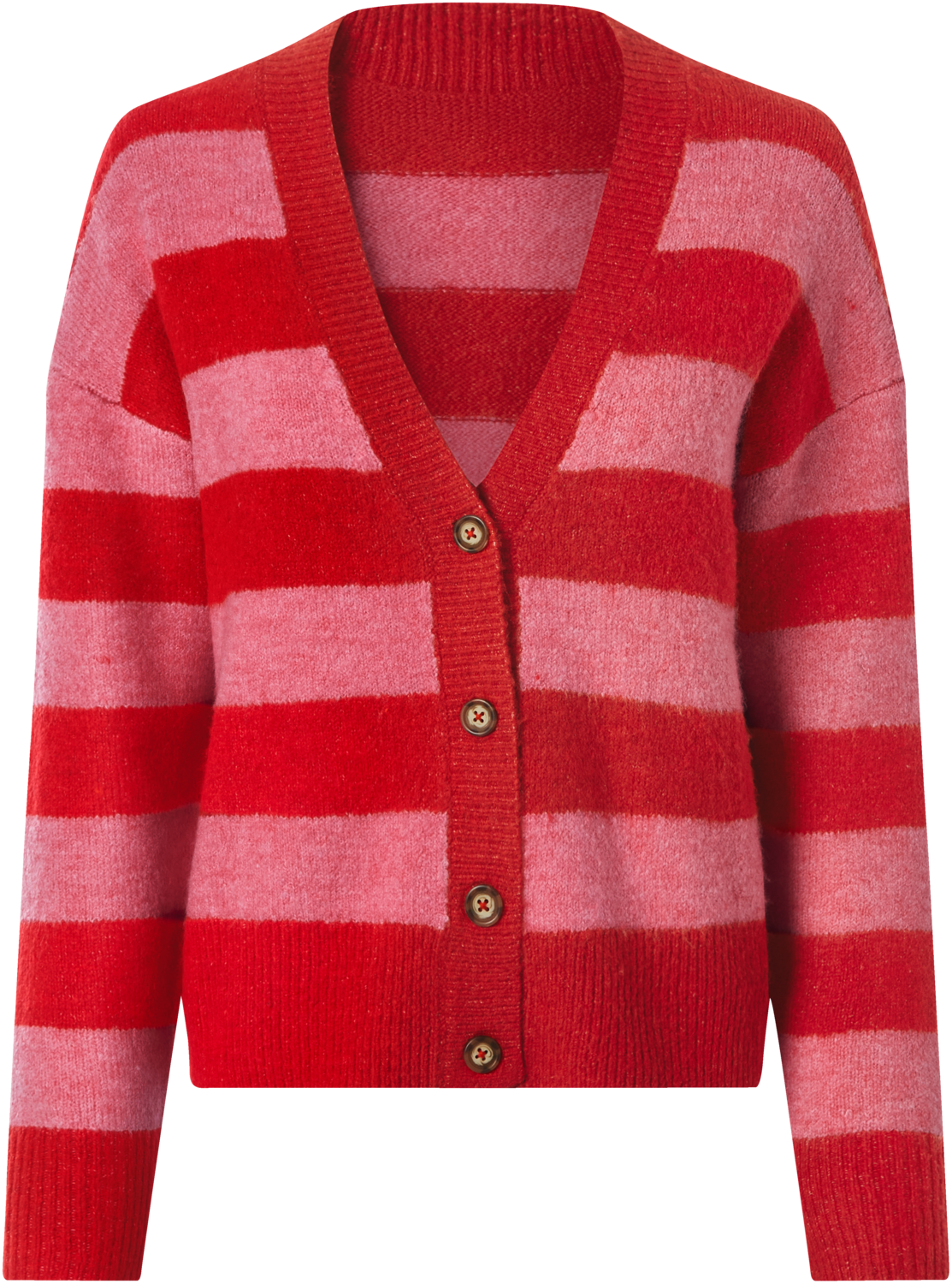 ESMARA Dames grofgebreid vest (Rood/donkerroze, M (40/42))