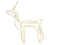 Verlicht rendierfiguur met warmwitte LED-lampjes, staand op een witte achtergrond.