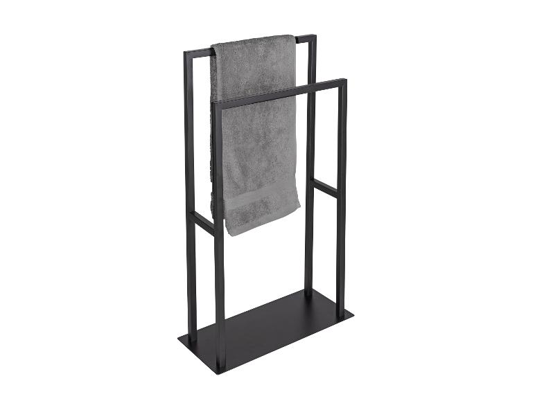 Zwarte metalen handdoekenrek.