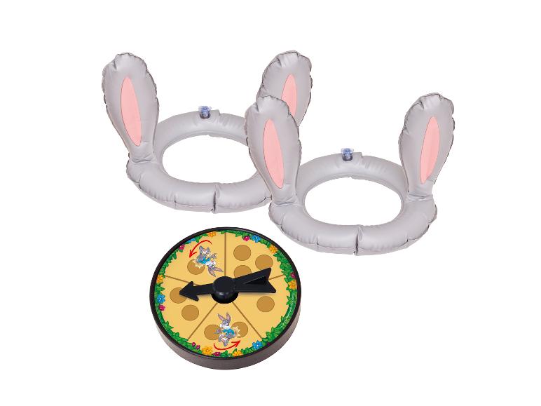 Twee opblaasbare konijnenoren hoofdbanden en een konijnenthema spelspinner.