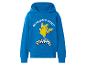 Blauwe hoodie met gele cartoonprint en de tekst 'GOTTA CATCH 'EM ALL! PIKACHU'