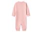 Effen roze baby jumpsuit met lange mouwen en lange pijpen.