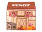 Speeltent in de vorm van een schuur met FENDT-tekst, boerderijdieren en een hondenhok.