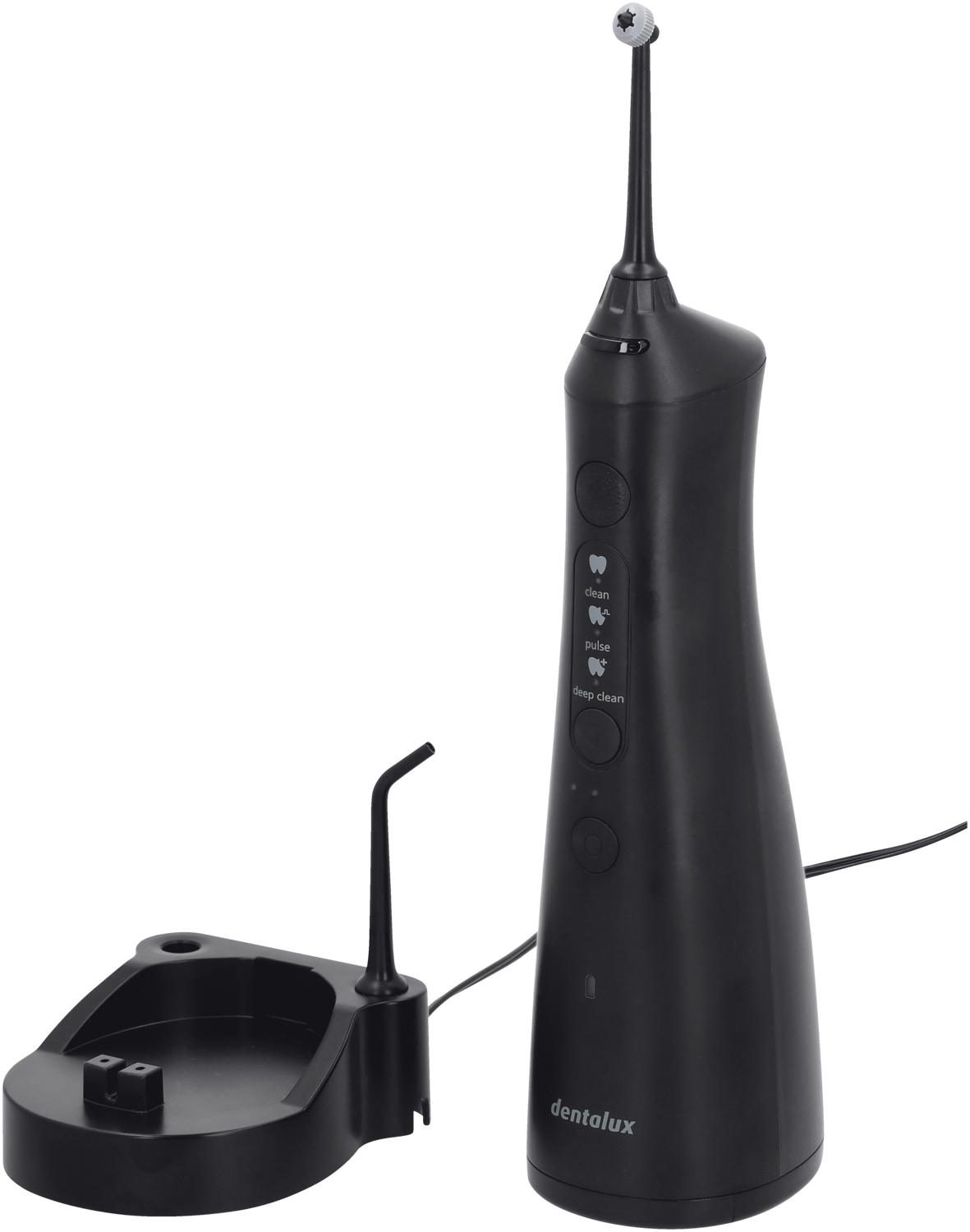 DENTALUX Waterflosser, 3 standen, monddouche met 2 opzetstukken (Zwart)