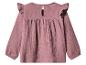 Roze blouse met lange mouwen en ruches, met knoopsluiting achter