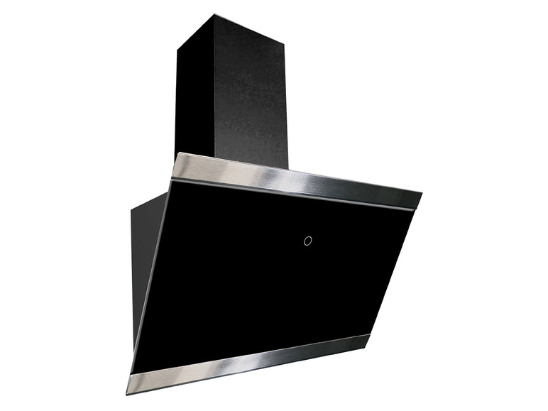 Zwarte afzuigkap met een stalen rand