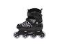 Zwarte inline skates met een abstract motief.