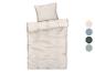 Beige beddengoedset met ruches.