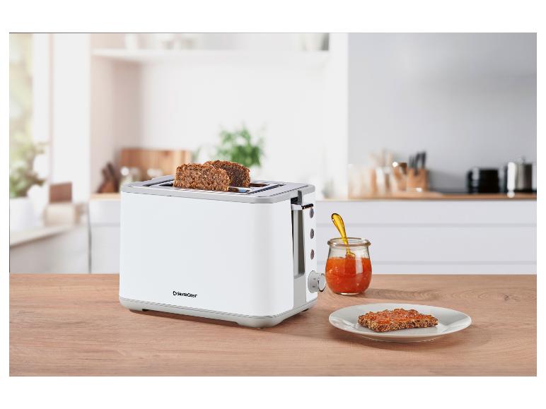 SilverCrest broodrooster met brood en jam op een aanrecht.