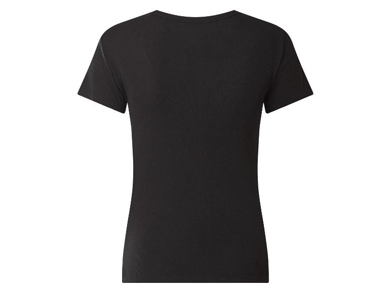 Zwart geribbeld T-shirt met korte mouwen voor dames