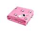 Opgevouwen roze Hello Kitty elektrische deken met digitale bediening.