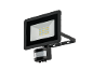 LED-schijnwerper met bewegingssensor, zwart, wit lichtpaneel met gele LED's.