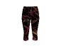 Zwarte 3/4 sportlegging met rood-groen patroon