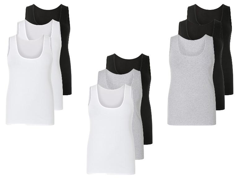 Zes tanktops in wit, grijs en zwart