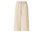 Beige wijde broek met elastische tailleband en trekkoord.