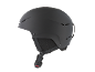 Matzwarte skihelm met ventilatiesleuven en verstelbare gesp.