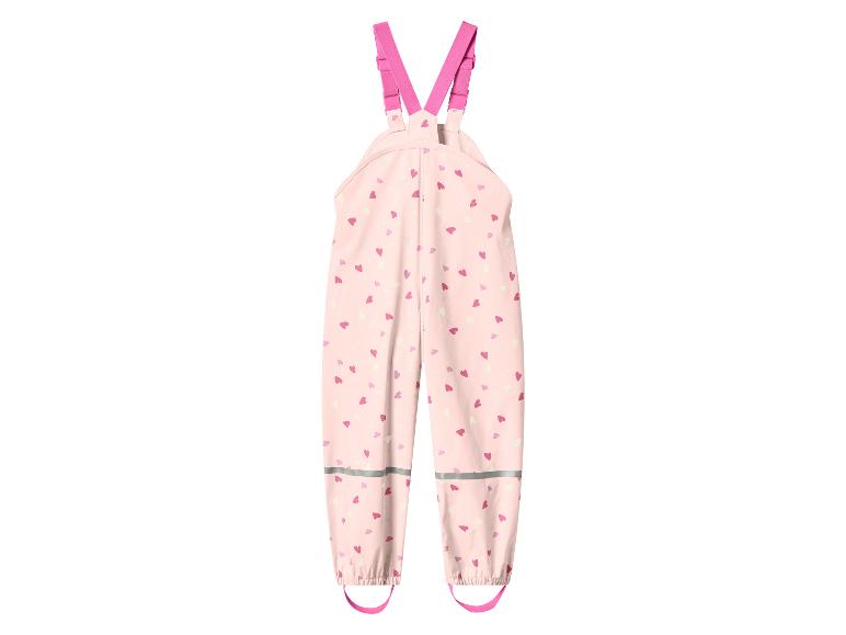 Roze kinderregenbroek met hartjespatroon en reflecterende strepen