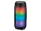 Draagbare speaker met regenboogverlichting.