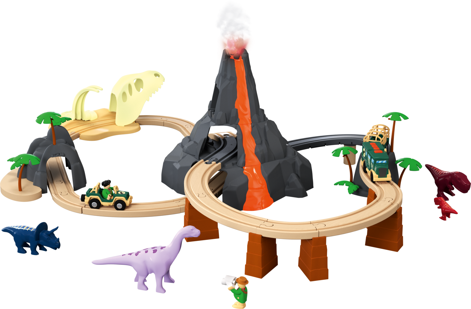 LUPILU XL houten treinset, city express of dinopark (Dinosauriërpark)