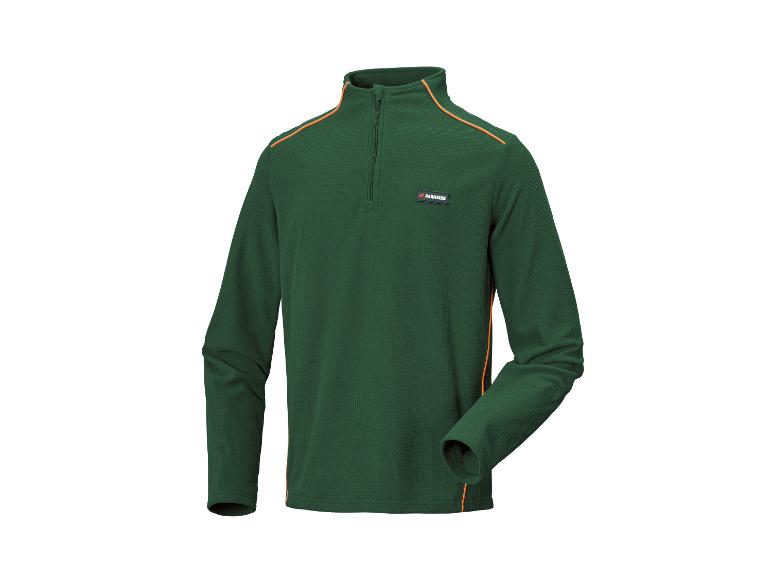 Groene heren fleecejack met rits en oranje details
