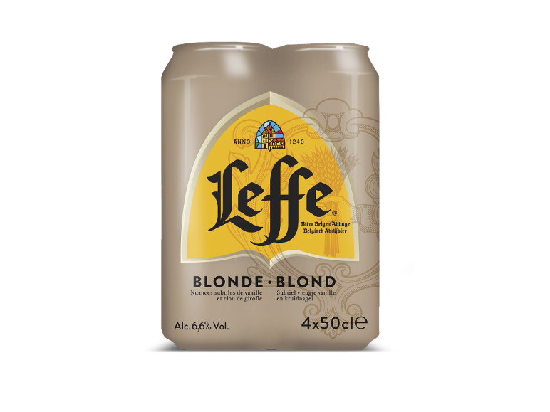 Vierpack blikjes blond bier met 6,6% alcoholpercentage.