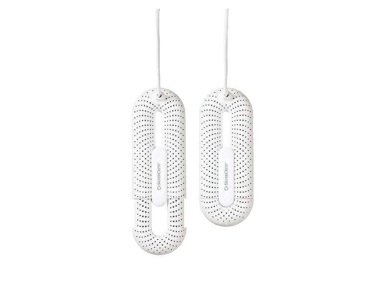 Twee witte schoendrogers met het SilverCrest-logo.