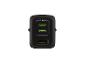 Zwarte 45W PD-wandlader met twee USB-C-poorten en één USB-A-poort.