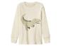 Crèmekleurig shirt met lange mouwen en groene dinosaurusprint