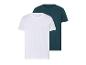 Twee effen T-shirts, wit en donkergroen.