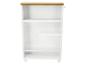 Witte keukenplank met licht houten blad en wieltjes