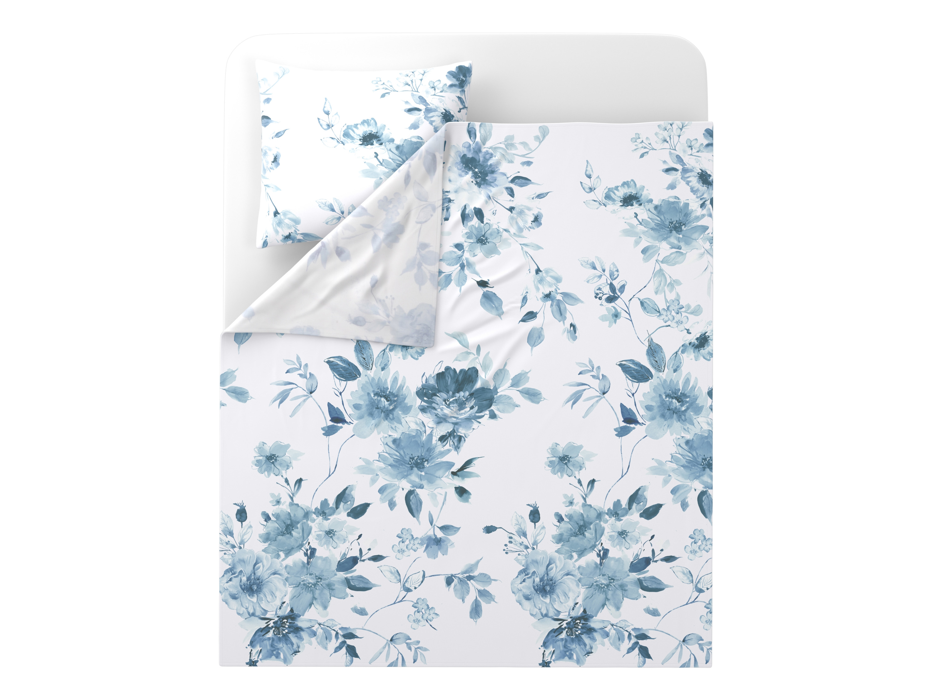 LIVARNO Renforcé beddengoedset 140 x 200 cm (Wit/blauw)