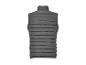 Een donkergrijze gewatteerde bodywarmer zonder mouwen