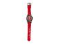 Rood horloge met een zwarte kast en een rode siliconen band.