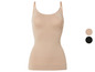 Een beige naadloze top voor vrouwen.
